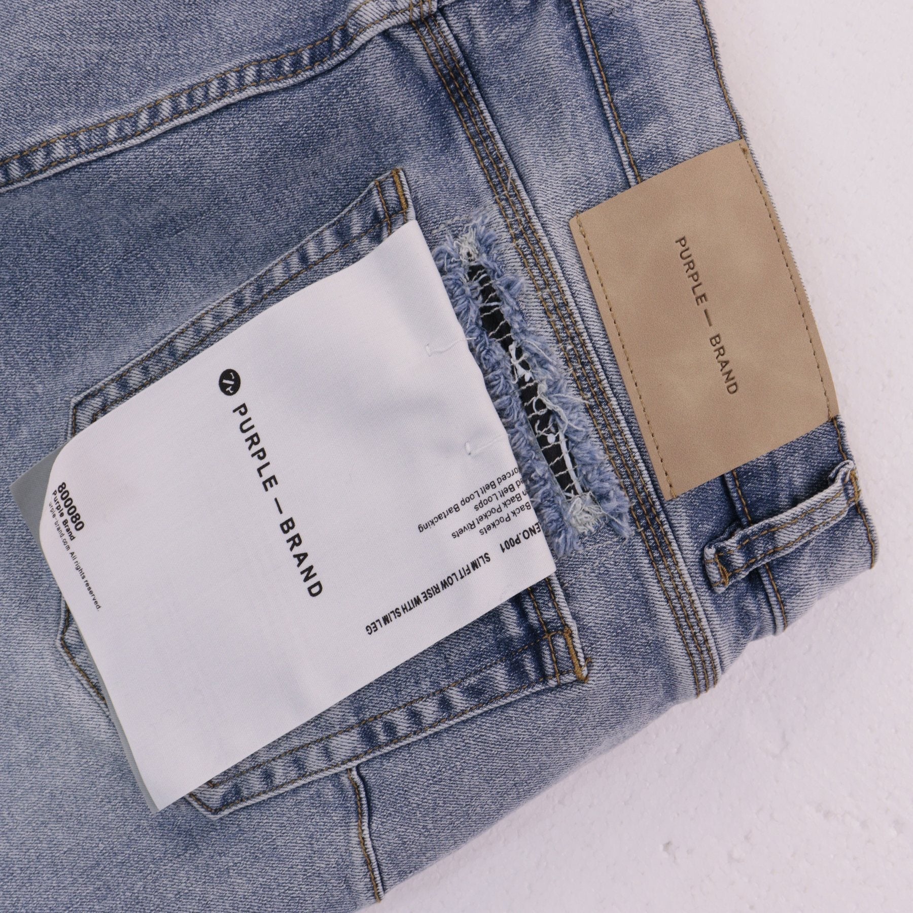 Purple Brand Distressed Patch Denim Shorts — detail