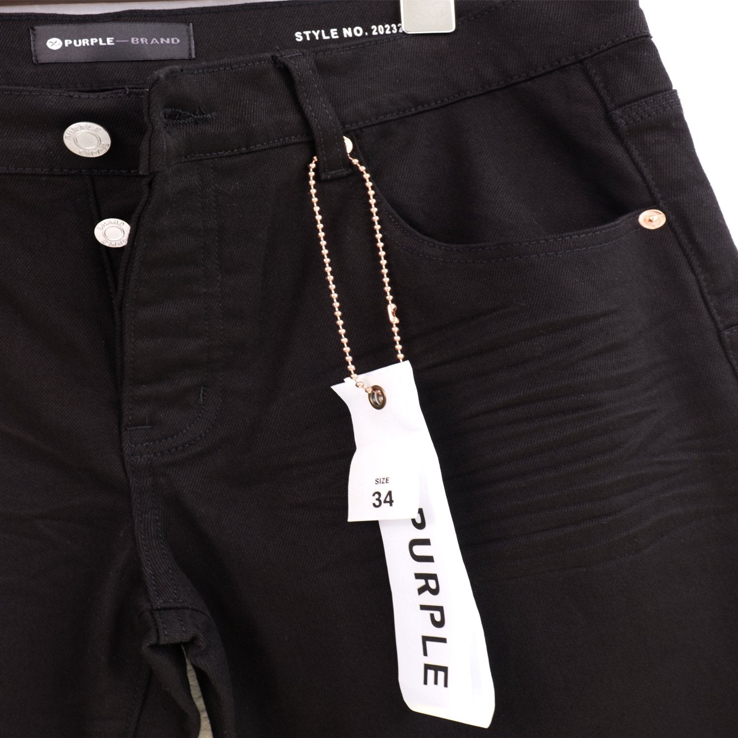 Purple Brand Washed Black Distressed Jeans — detail