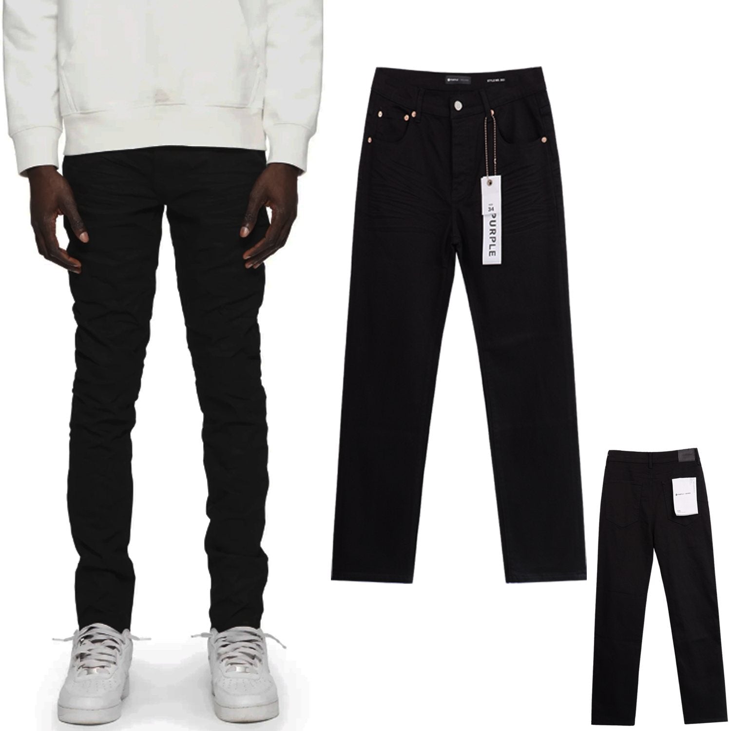 Purple Brand Washed Black Distressed Jeans — context