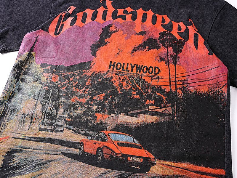 Godspeed Hollywood Car Graphic T-Shirt — detail