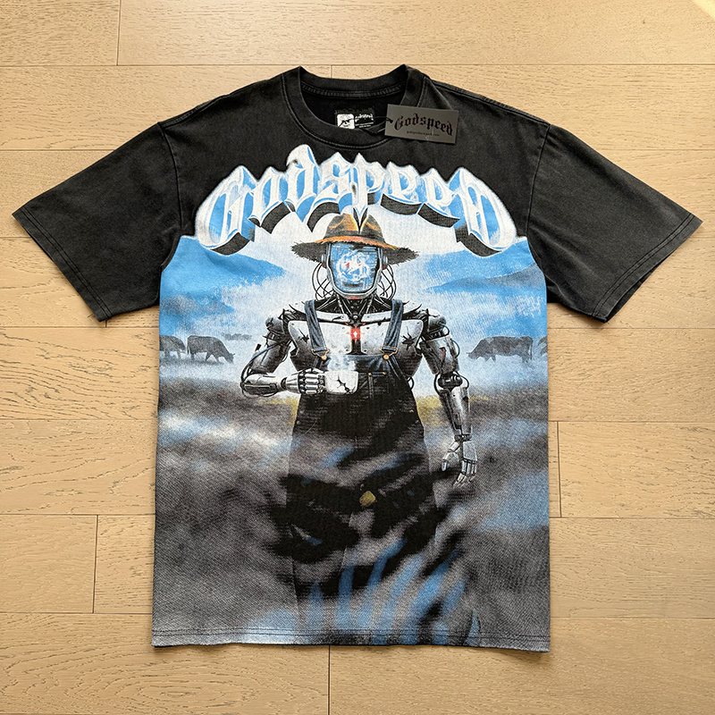 Godspeed Mers Loaded Washed Black Graphic T-Shirt — front