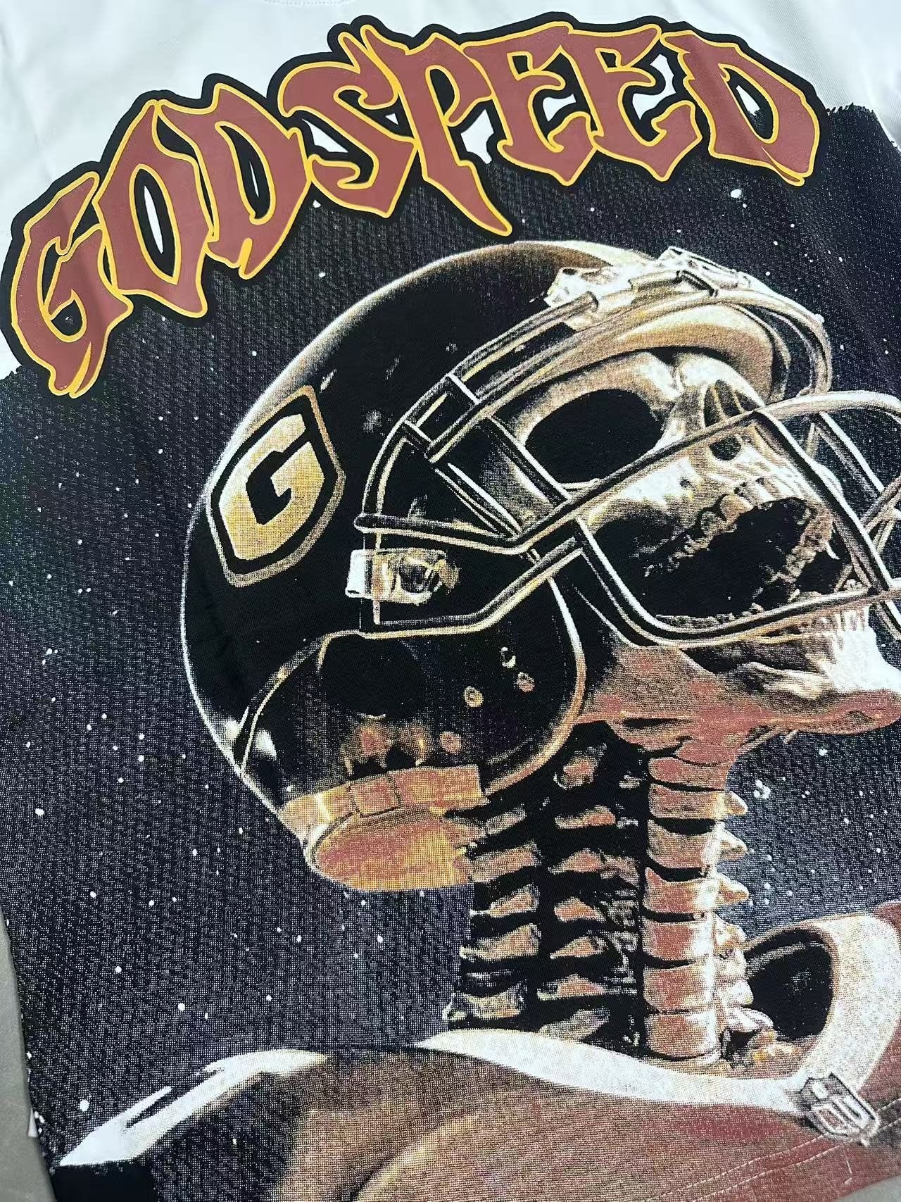 Godspeed Football Skeleton Graphic Short-Sleeve T-Shirt — detail