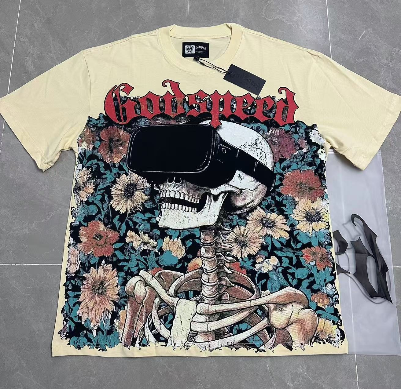 Godspeed Skull & Floral Graphic T-Shirt — context