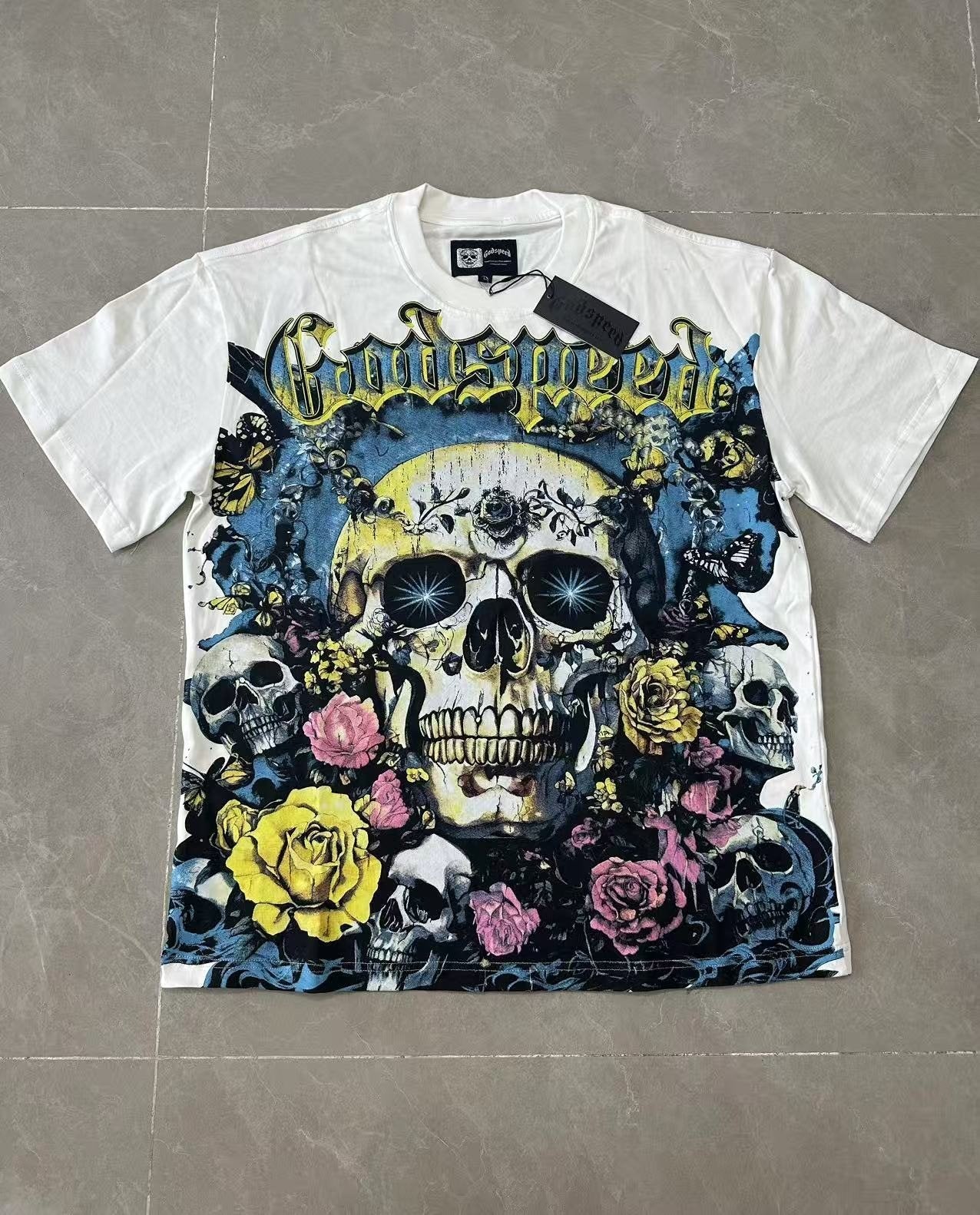 Godspeed Skull Rose Graphic T-Shirt — front