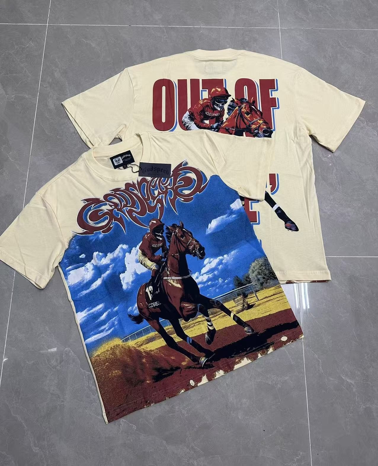 Godspeed Horse Racing Graphic T-Shirt — context