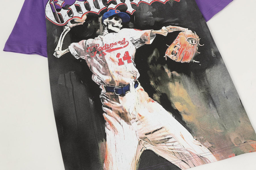 Godspeed Purple Baseball Graphic T-Shirt — detail