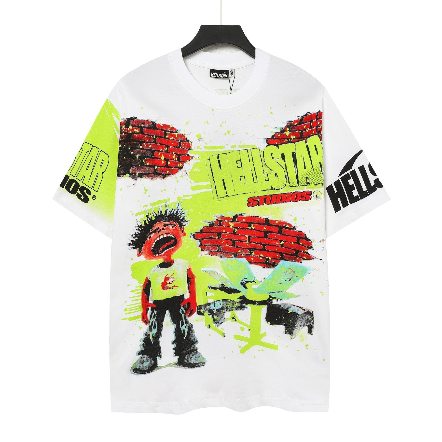 Hellstar Brick Wall Open 24/7 Graphic T-Shirt — front