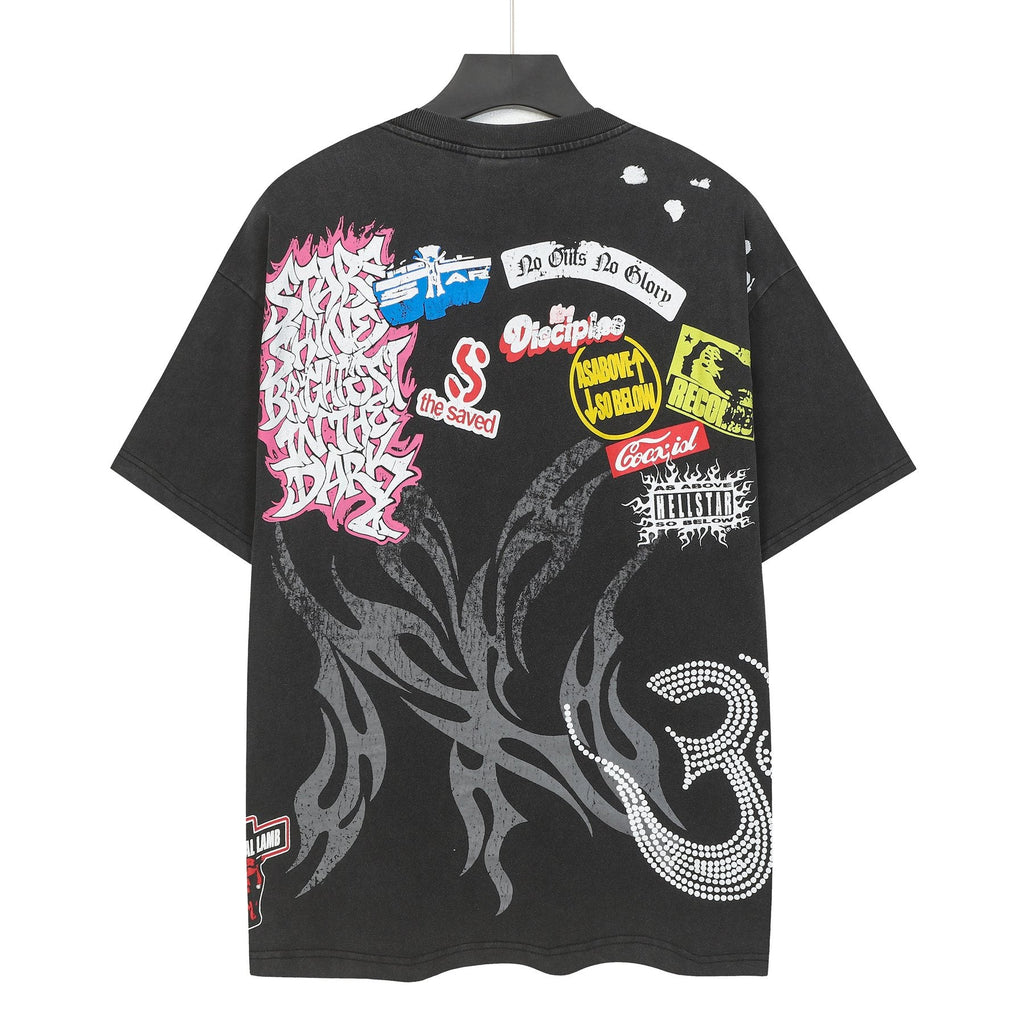 Hellstar Character & Graffiti Graphic Short-Sleeve T-Shirt — back