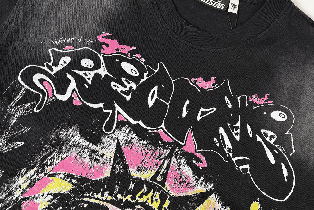 Hellstar NYC Distressed Graphic Short-Sleeve T-Shirt — detail