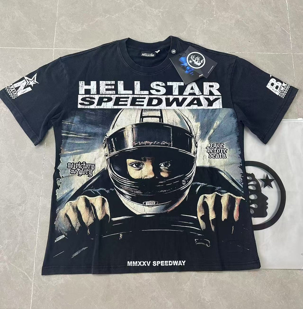 Hellstar Race Before Death Racing Graphic T-Shirt — front