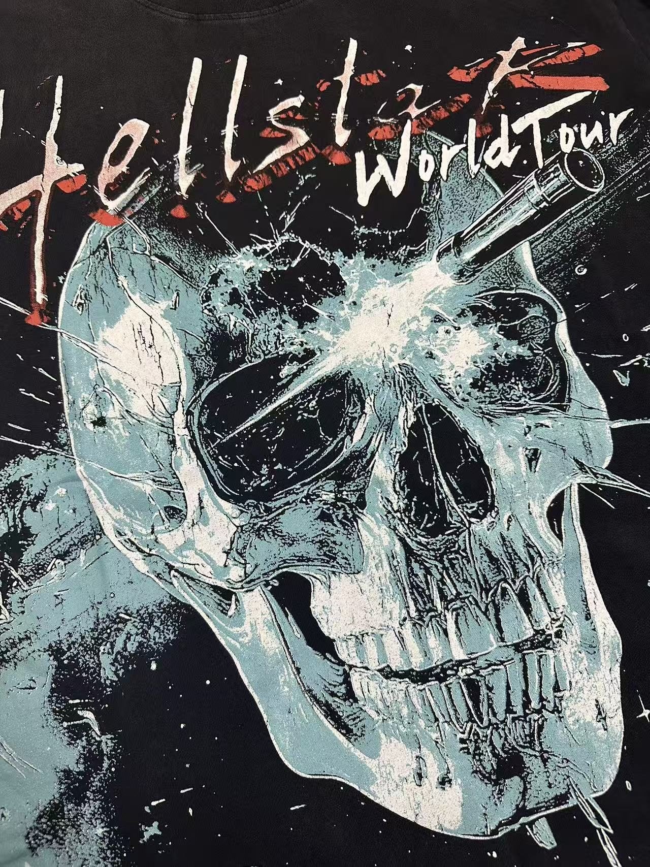Hellstar Skull & City-List Graphic T-Shirt — detail