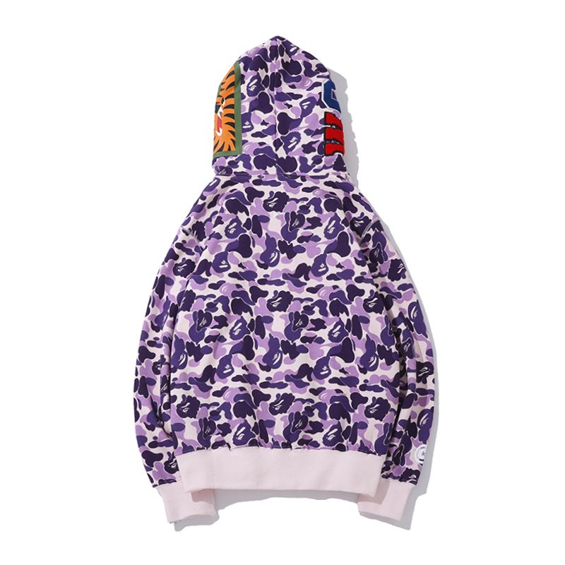 BAPE Purple Camo Shark Full-Zip Hoodie — back