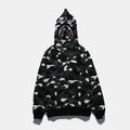 BAPE WGM Shark Camo Zip Hoodie - Black/White — front