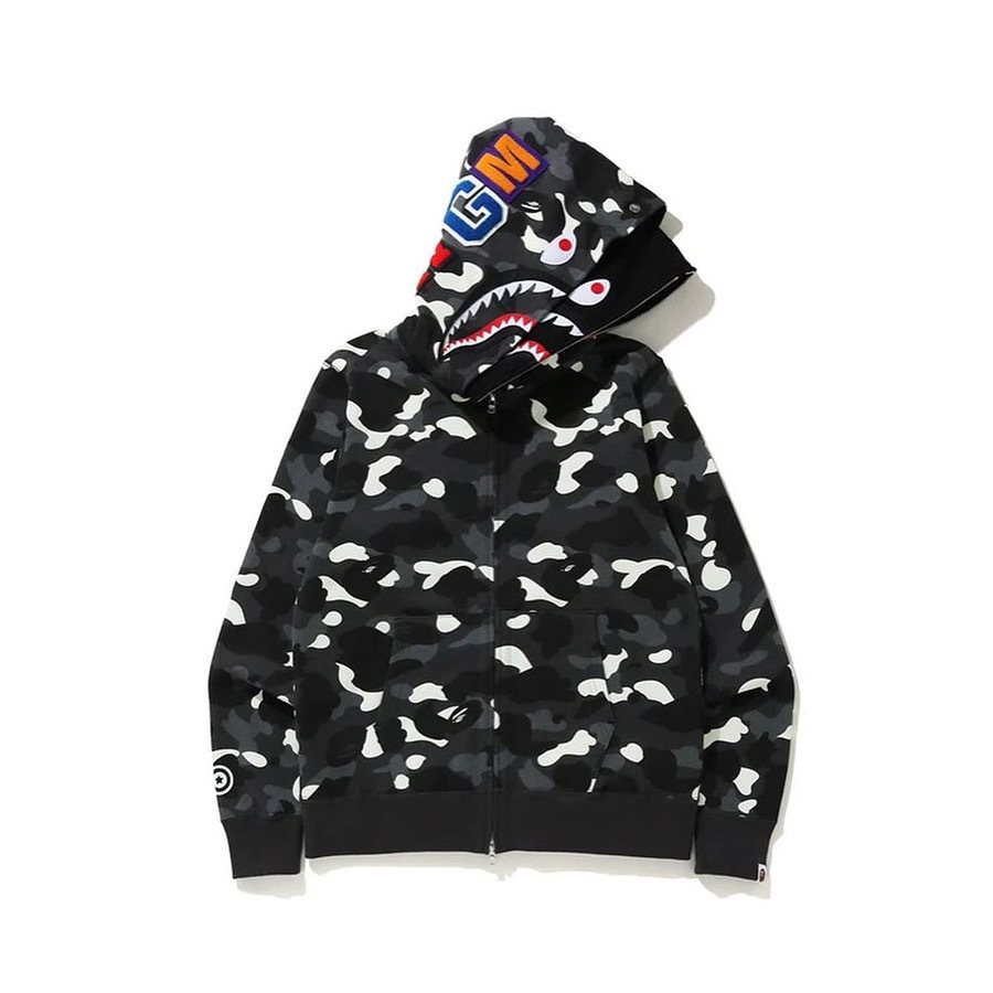 BAPE Shark WGM Camouflage Zip Hoodie — front