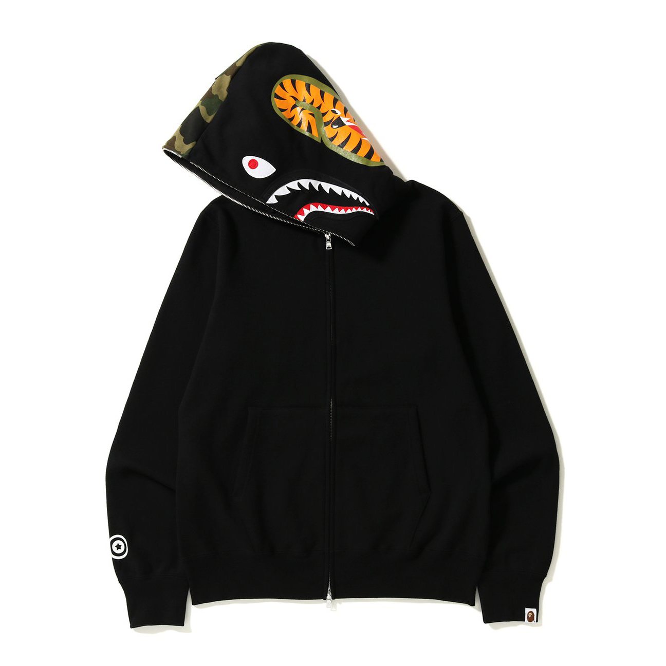 BAPE Black Tiger Shark Full-Zip Hoodie — front