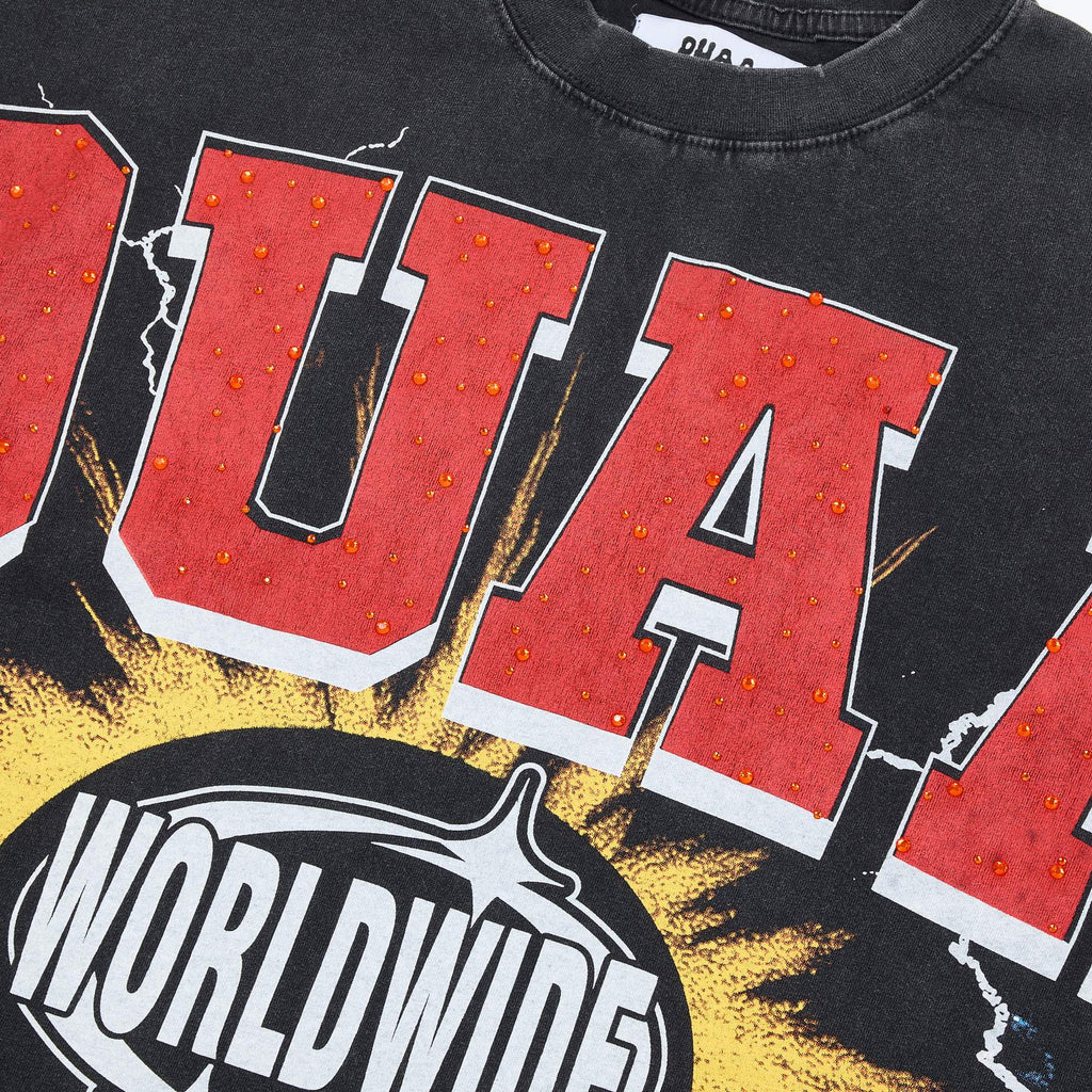 DUAA Black Rhinestone Graphic Short-Sleeve T-Shirt — detail