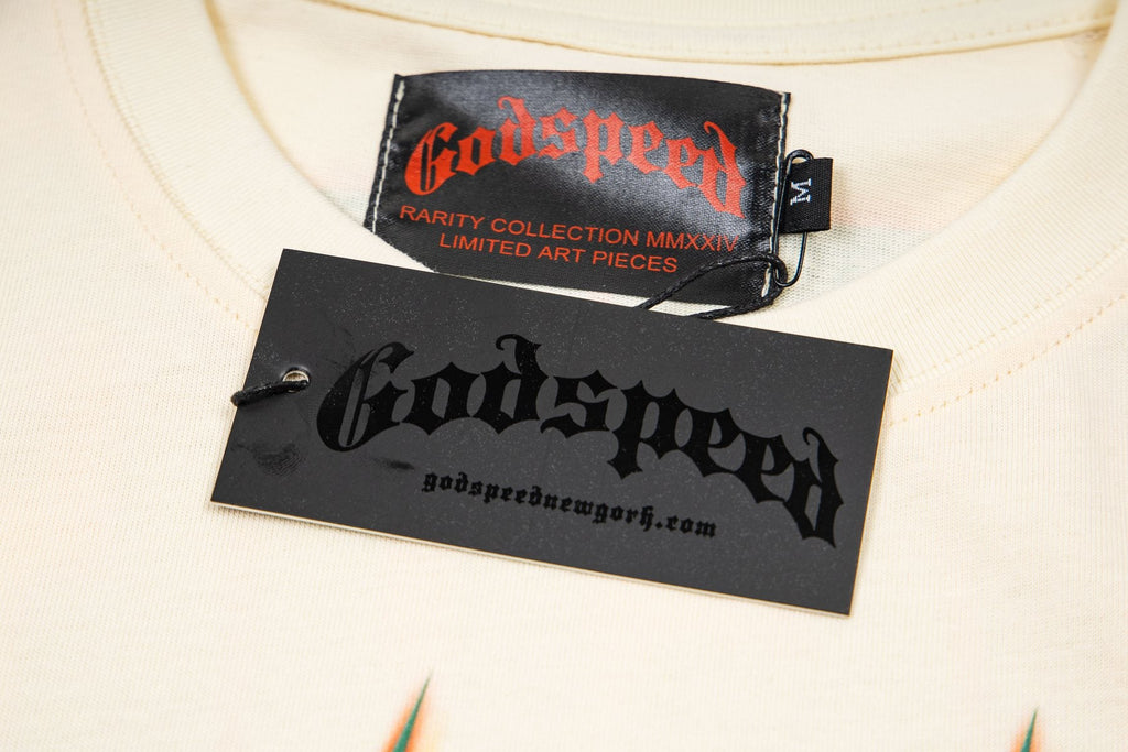Godspeed Retro Car & Palm Tree Graphic T-Shirt — hang_tag
