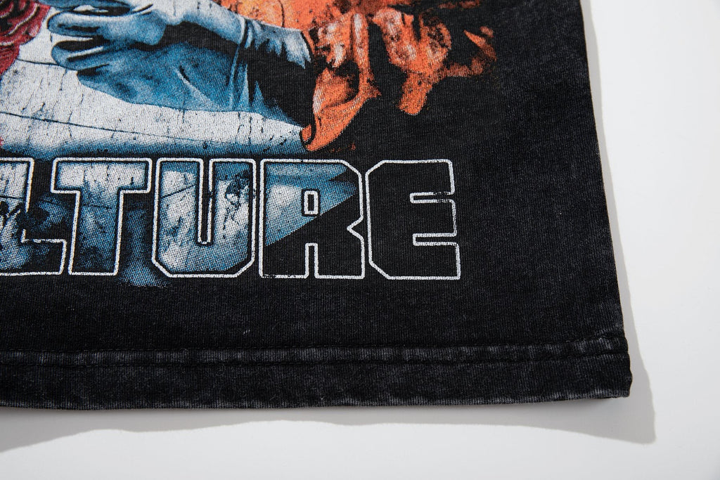 MAJESTIK Washed Black Rhinestone Graphic T-Shirt — detail