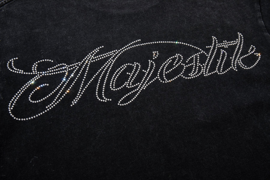 MAJESTIK Blue Football Graphic T-Shirt — detail