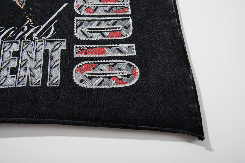 MAJESTIK Washed Black Graphic T-Shirt — detail