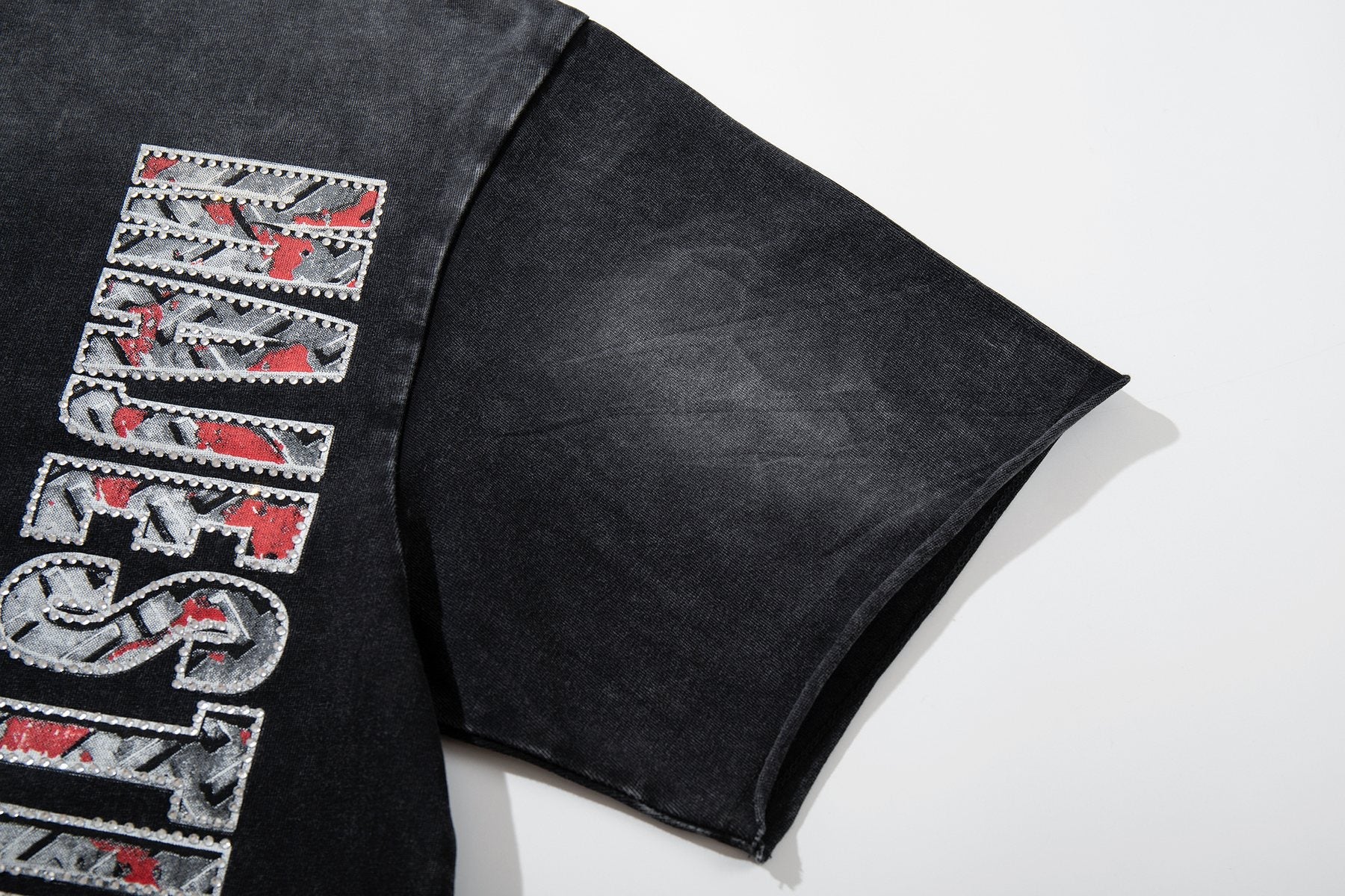 MAJESTIK Washed Black Graphic T-Shirt — detail