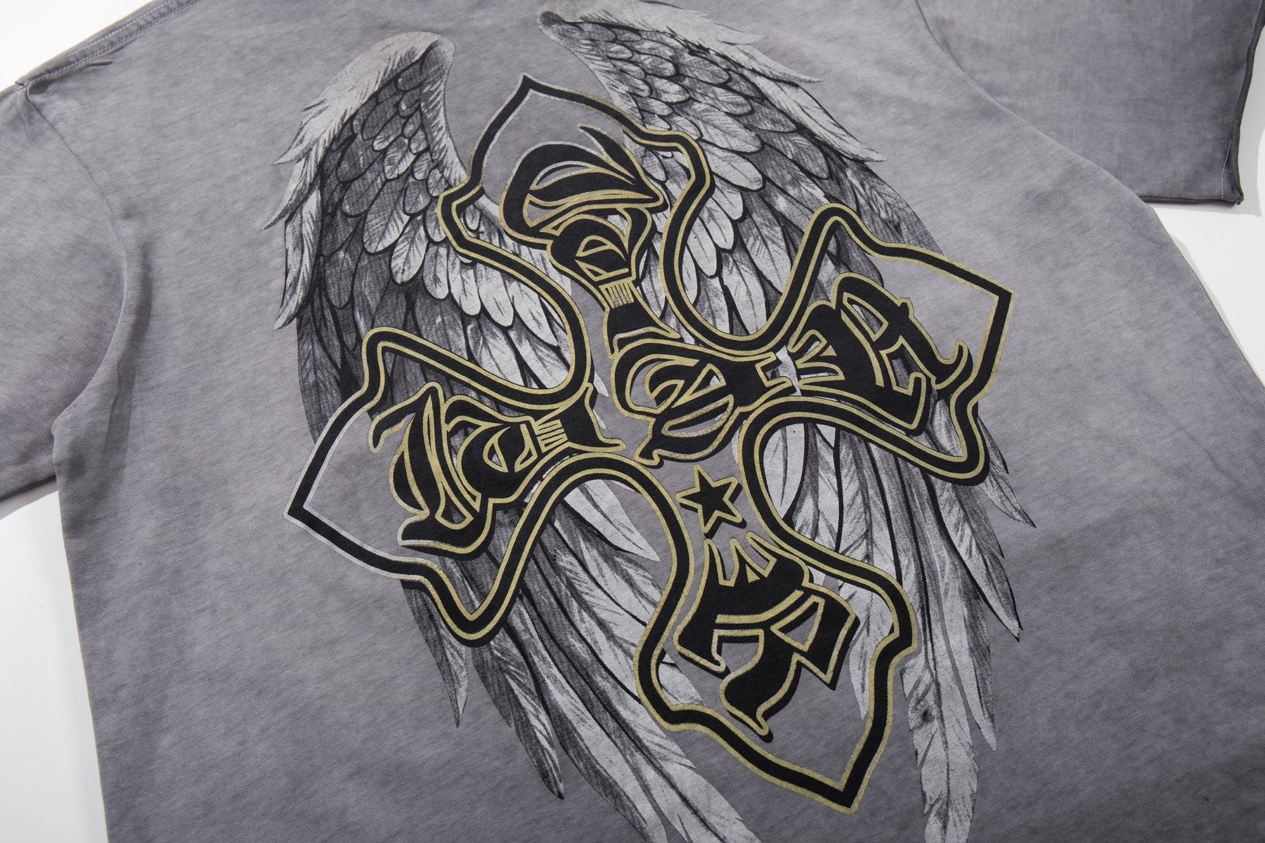 MAJESTIK Winged Cross Graphic T-Shirt — detail