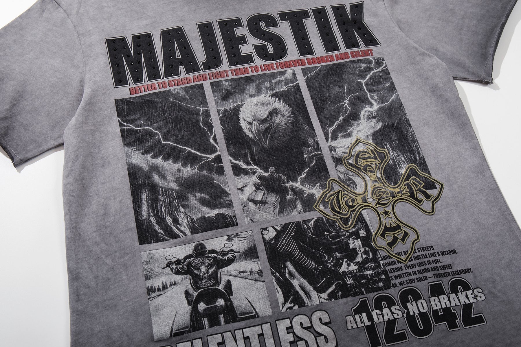 MAJESTIK Winged Cross Graphic T-Shirt — detail
