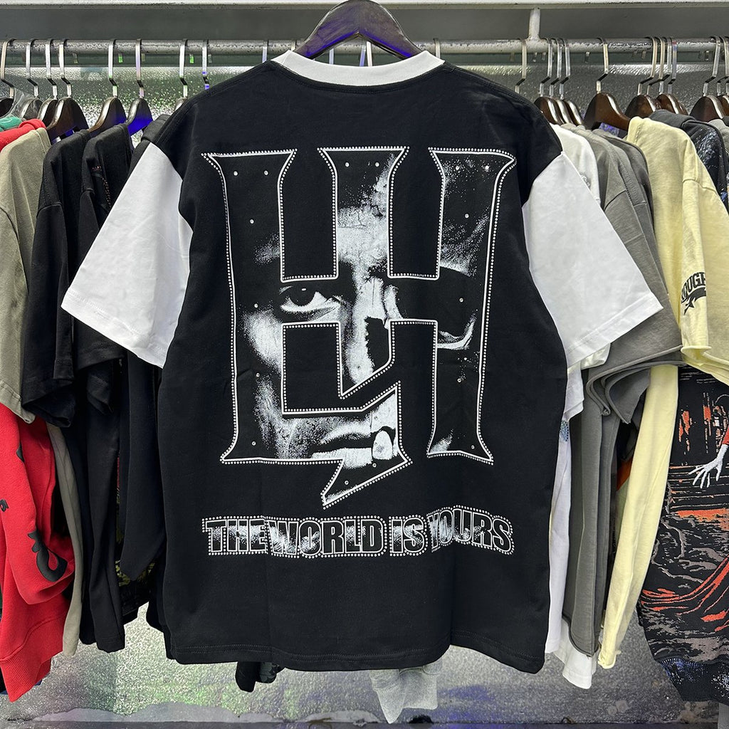 Life Hustlere Scarface Portrait Graphic Color-Block T-Shirt — context