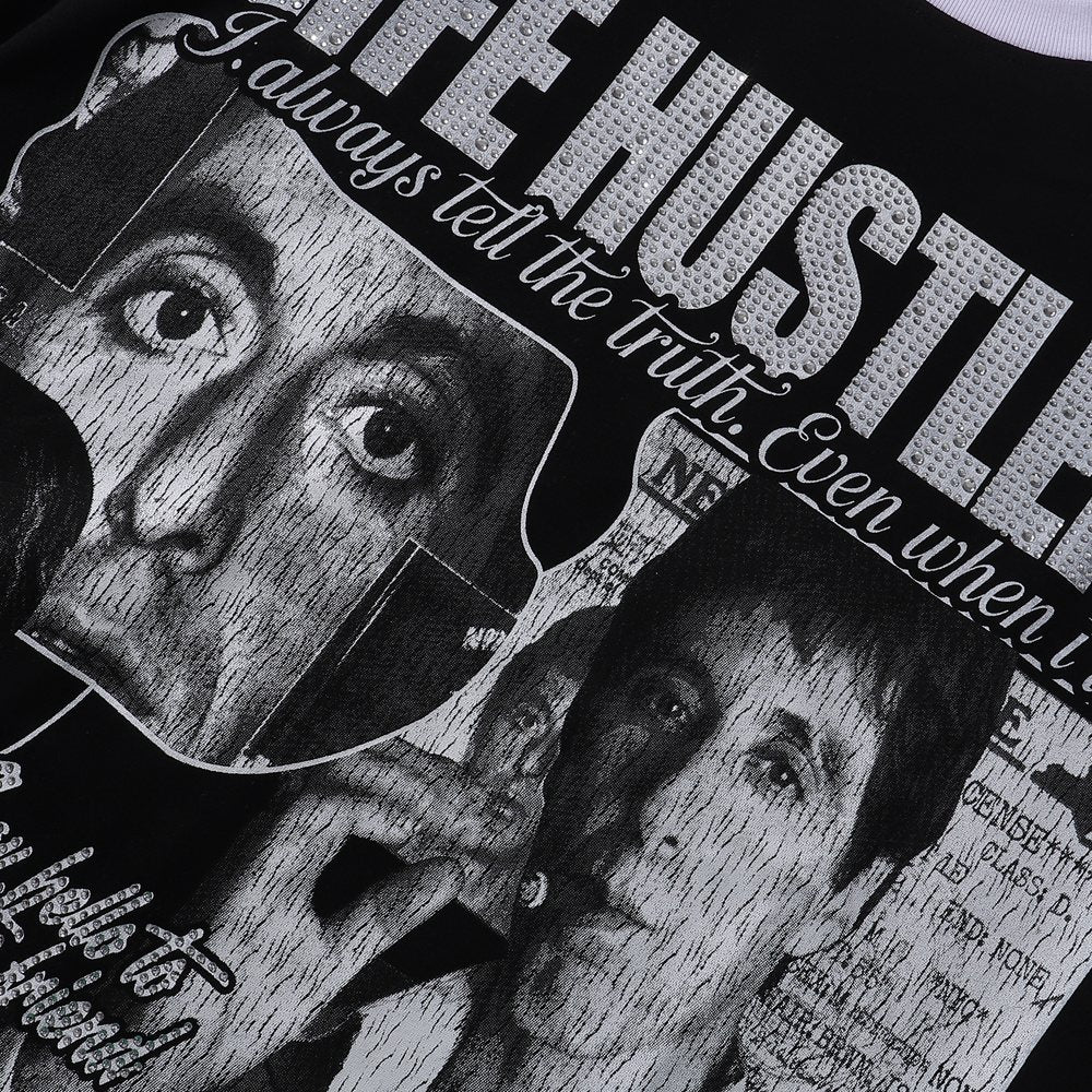 Life Hustlere Scarface Portrait Graphic Color-Block T-Shirt — detail
