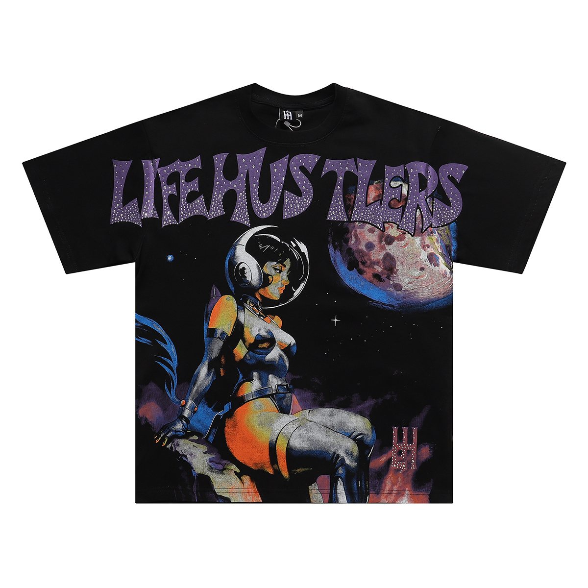 Life Hustlere Sexy Astronaut Rhinestone-Style Graphic T-Shirt — hero