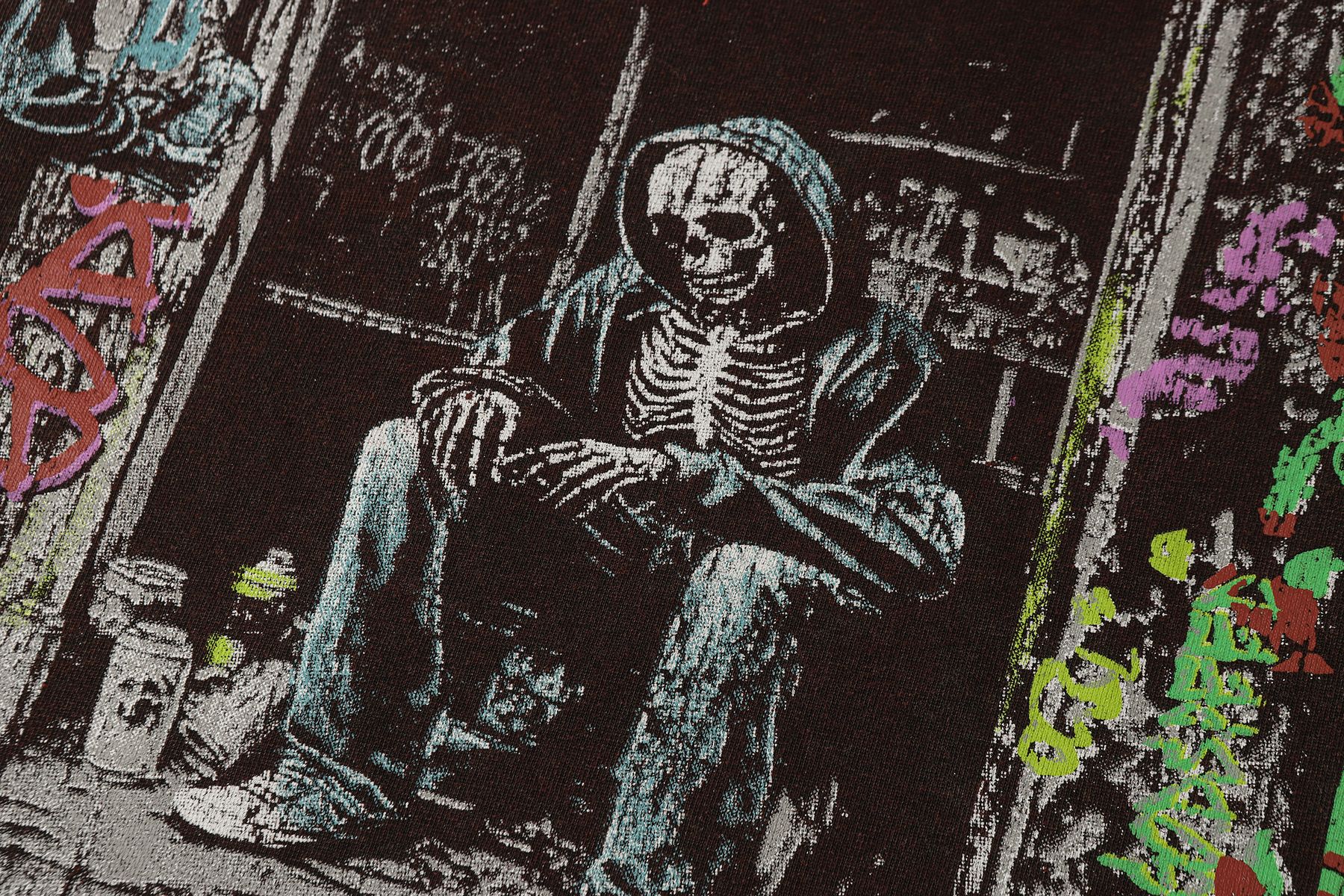 Godspeed Washed Red Skeleton Graphic T-Shirt — detail