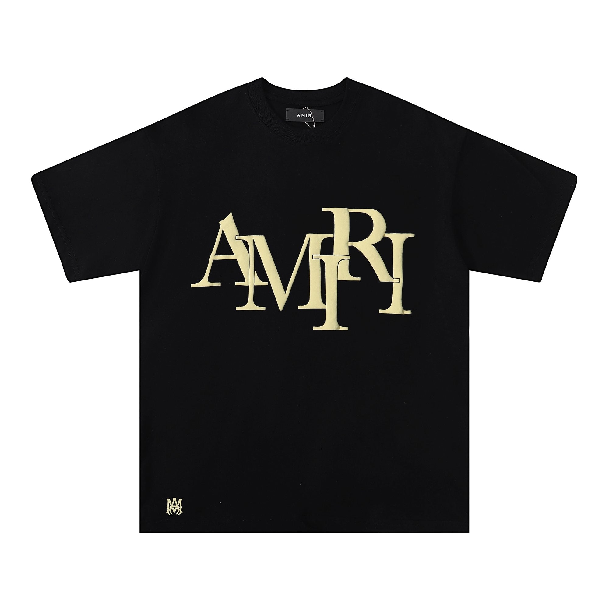 AMIRI Gold Wordmark Black Short-Sleeve T-Shirt — front
