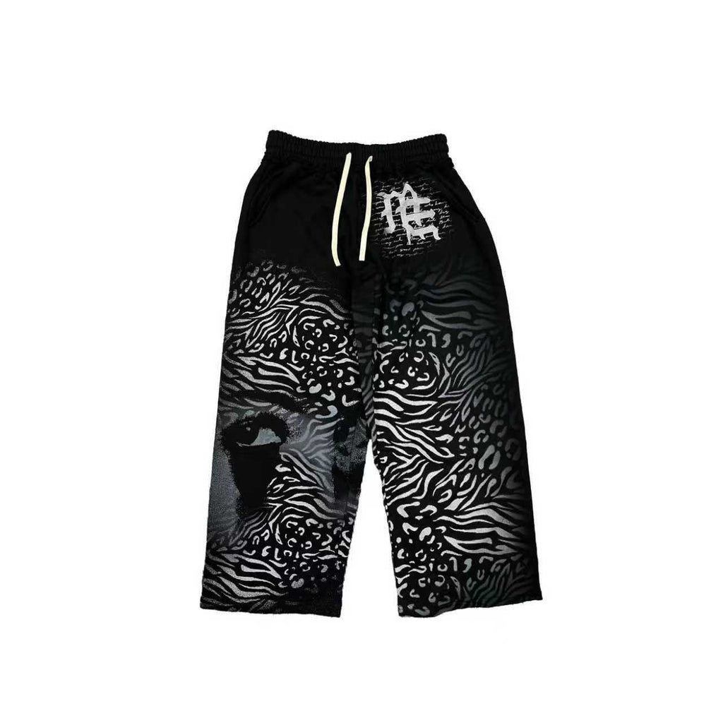 MIXED EMOTION Abstract Face Print Wide-Leg Pants — hero