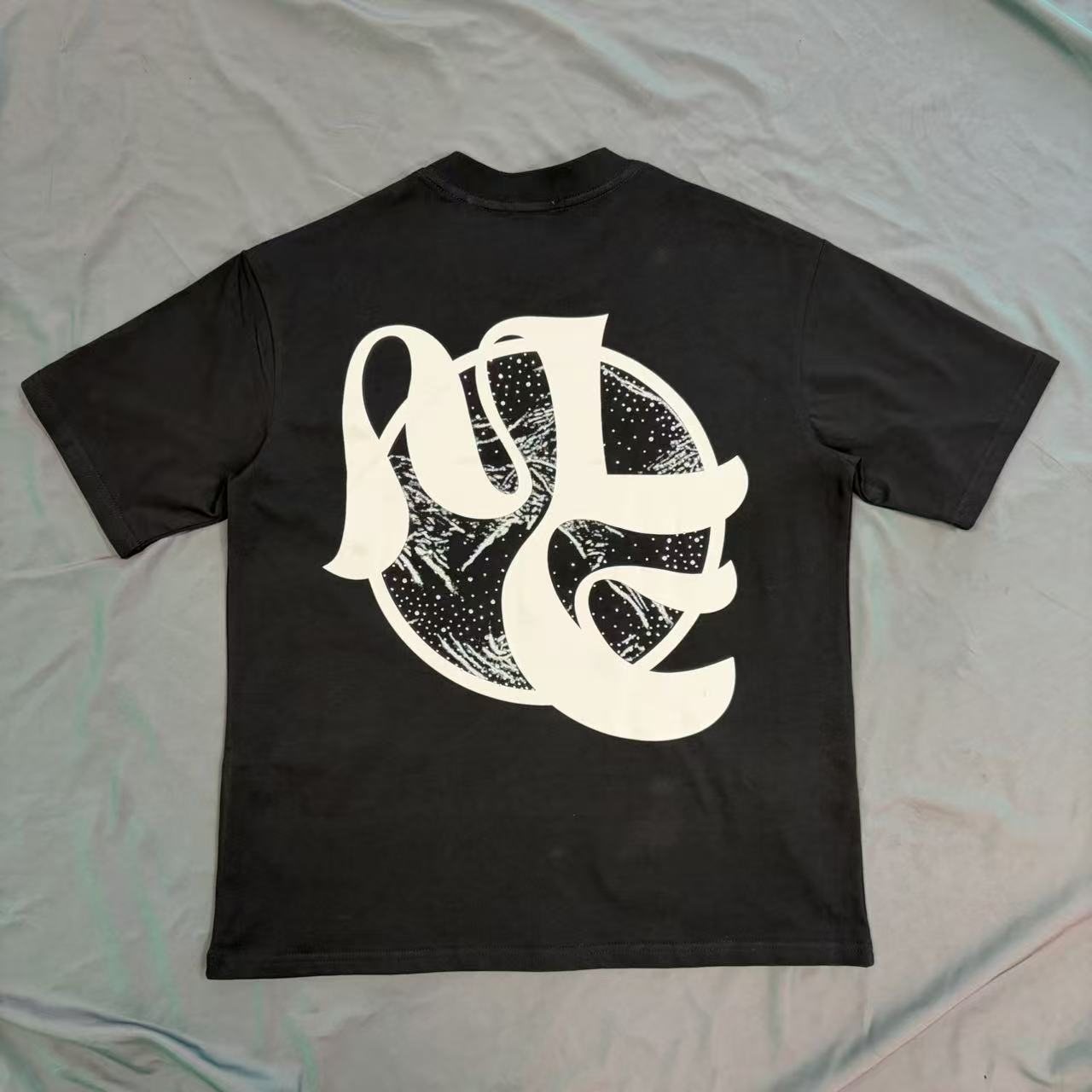 MIXED EMOTION Black Cherub Abstract Graphic T-Shirt — back