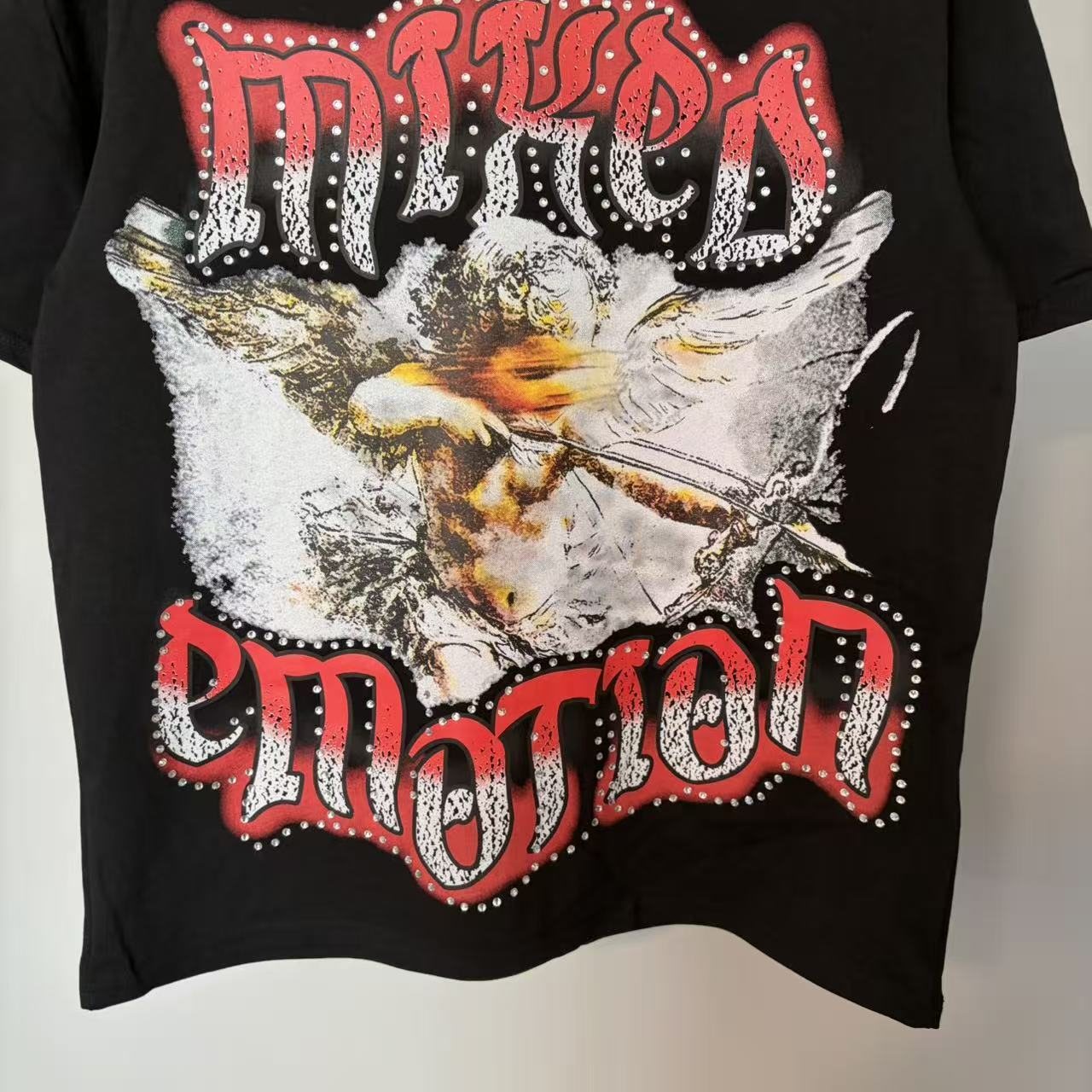 MIXED EMOTION Studded Wing Graphic T-Shirt — detail