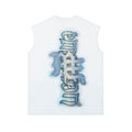 MIXED EMOTION White Vertical Wordmark Sleeveless Graphic Top — hero
