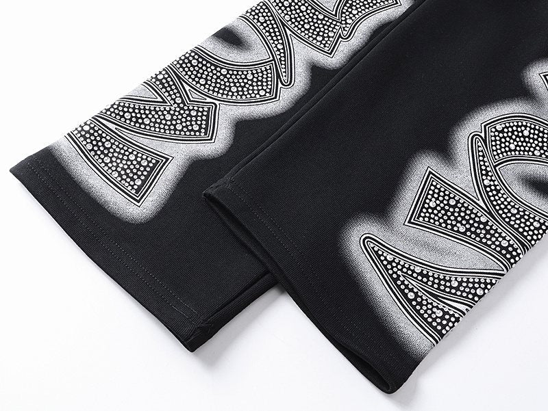 MIXED EMOTION Black Ornamental Graphic Sweatpants — detail
