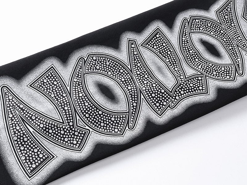 MIXED EMOTION Black Ornamental Graphic Sweatpants — detail