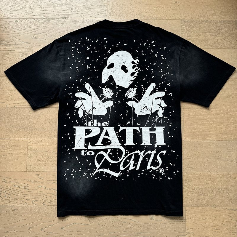 Hellstar Path to Paris Skull & Rose Graphic T-Shirt — back