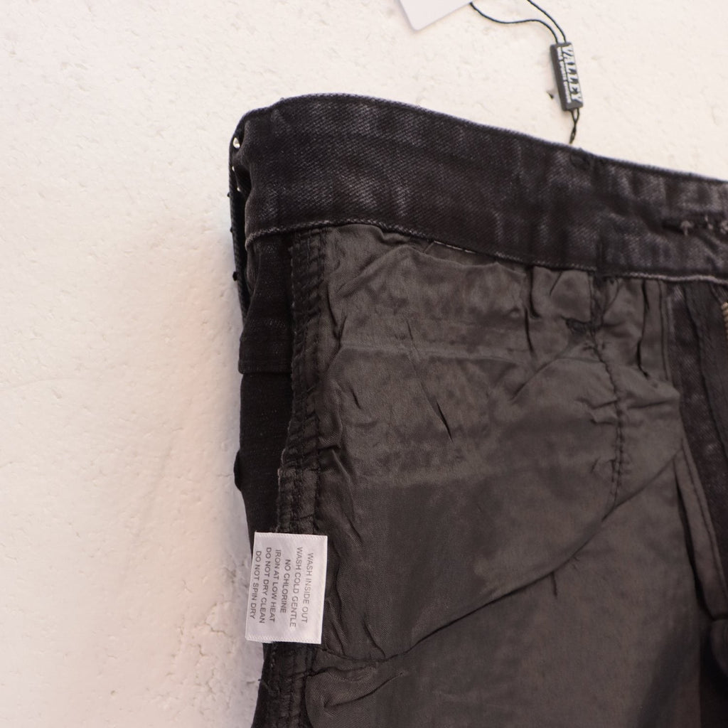 VALE Pearl-Studded Washed Denim Shorts — detail