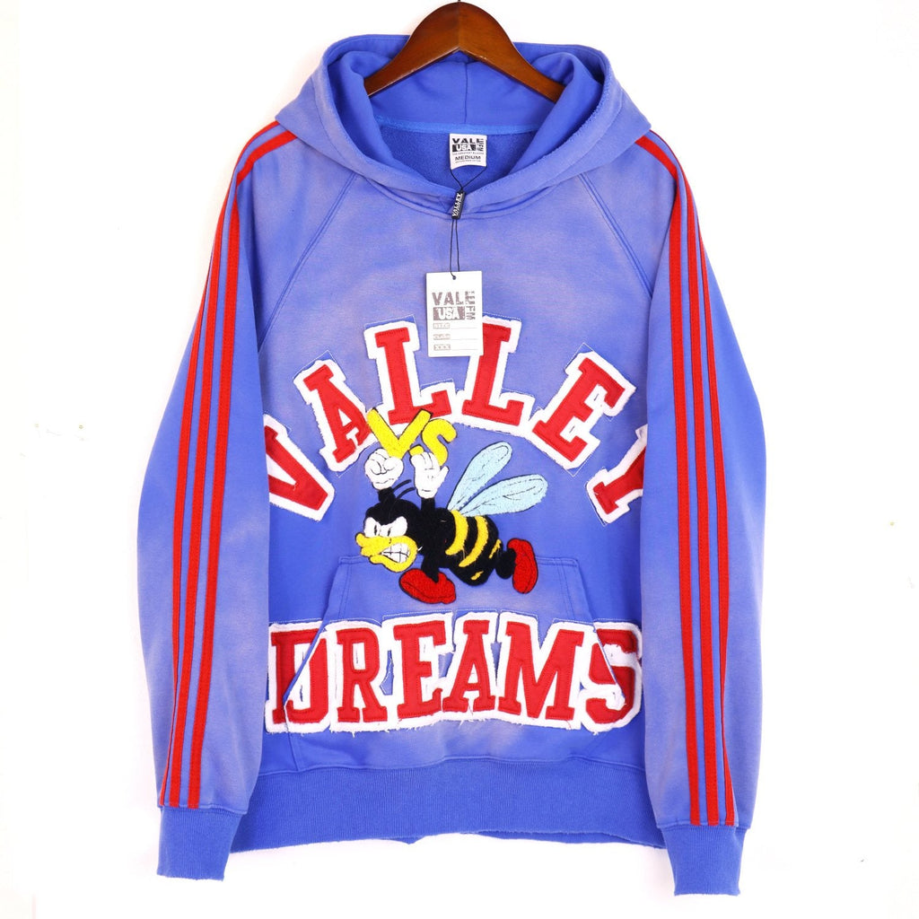 VALE USA Bee Embroidered Striped Hoodie & Sweatpants Set — front