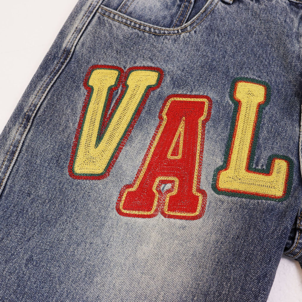 VALLEY Multicolor Embroidered Denim Shorts — detail