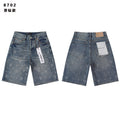 PURPLE Rhinestone Raw-Hem Denim Shorts — hero