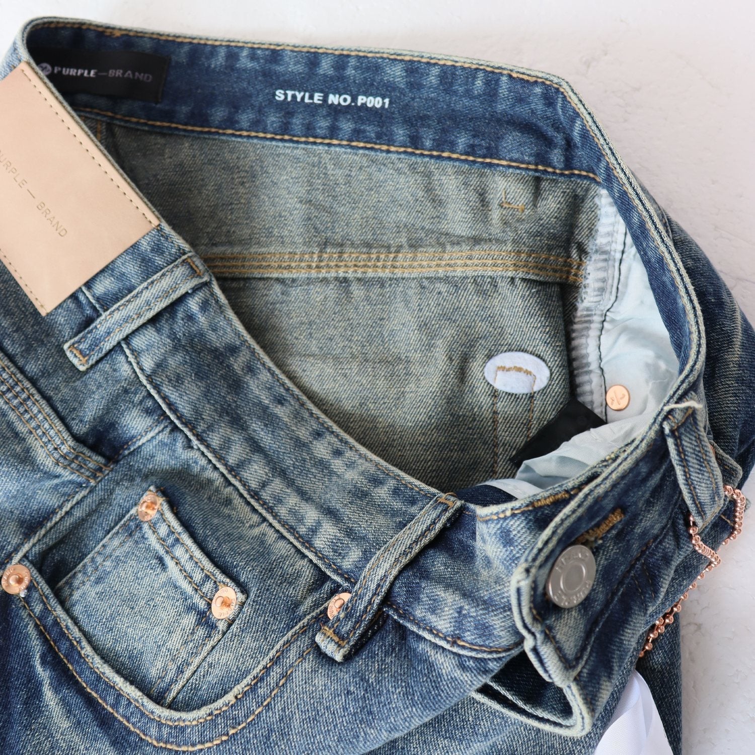 PURPLE Rhinestone Raw-Hem Denim Shorts — detail