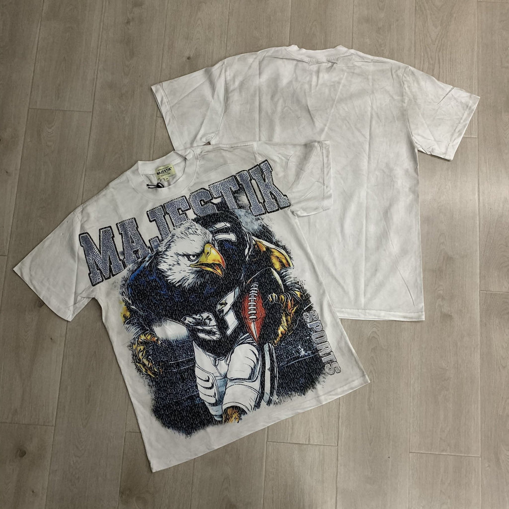 MAJESTIK Football Eagle Graphic T-Shirt — context