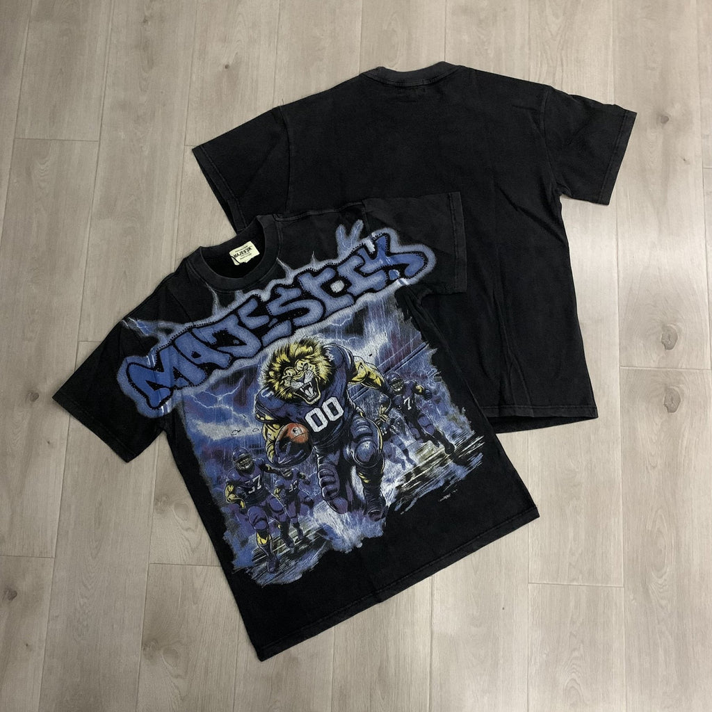 MAJESTIK Football Lion Graphic T-Shirt — context