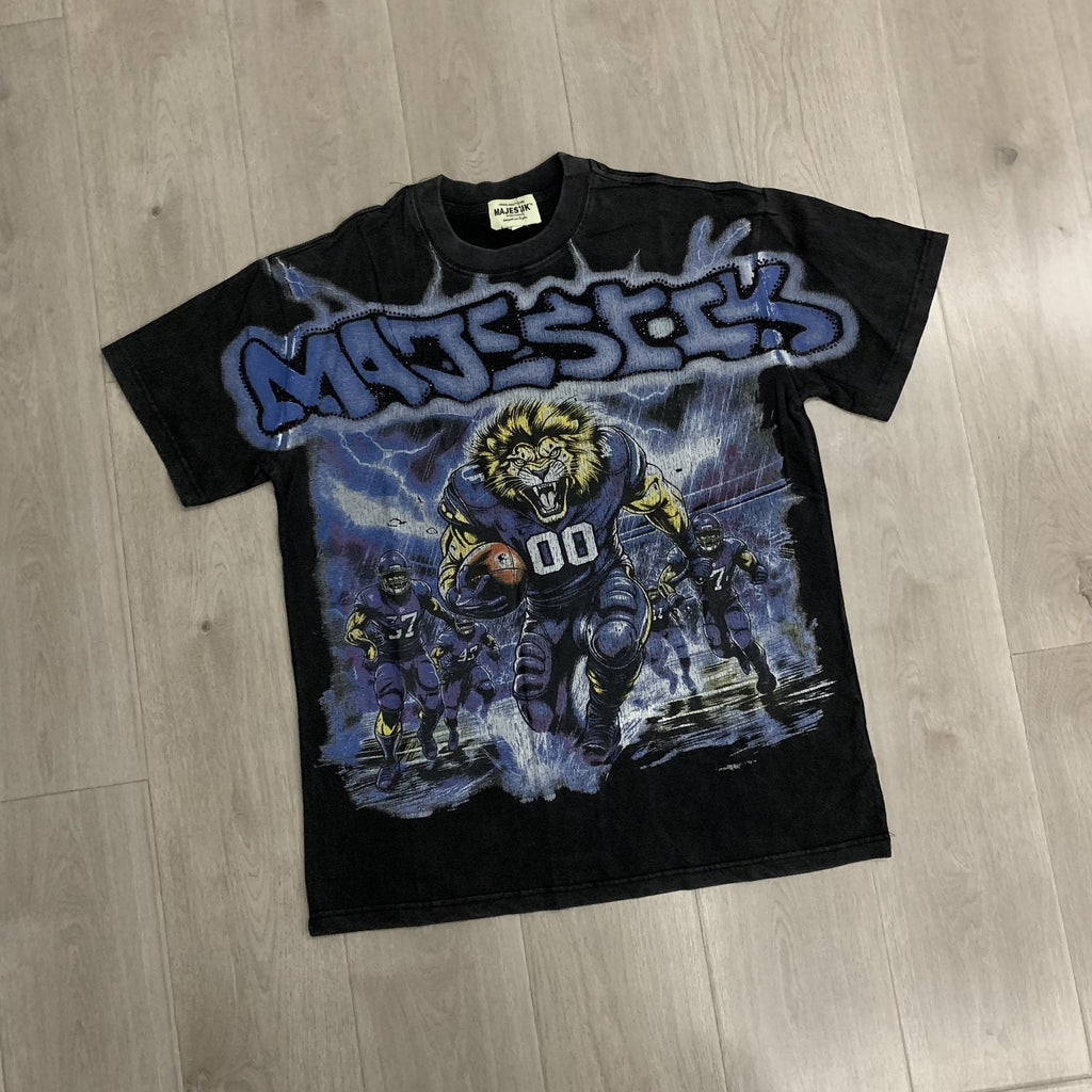 MAJESTIK Football Lion Graphic T-Shirt — front