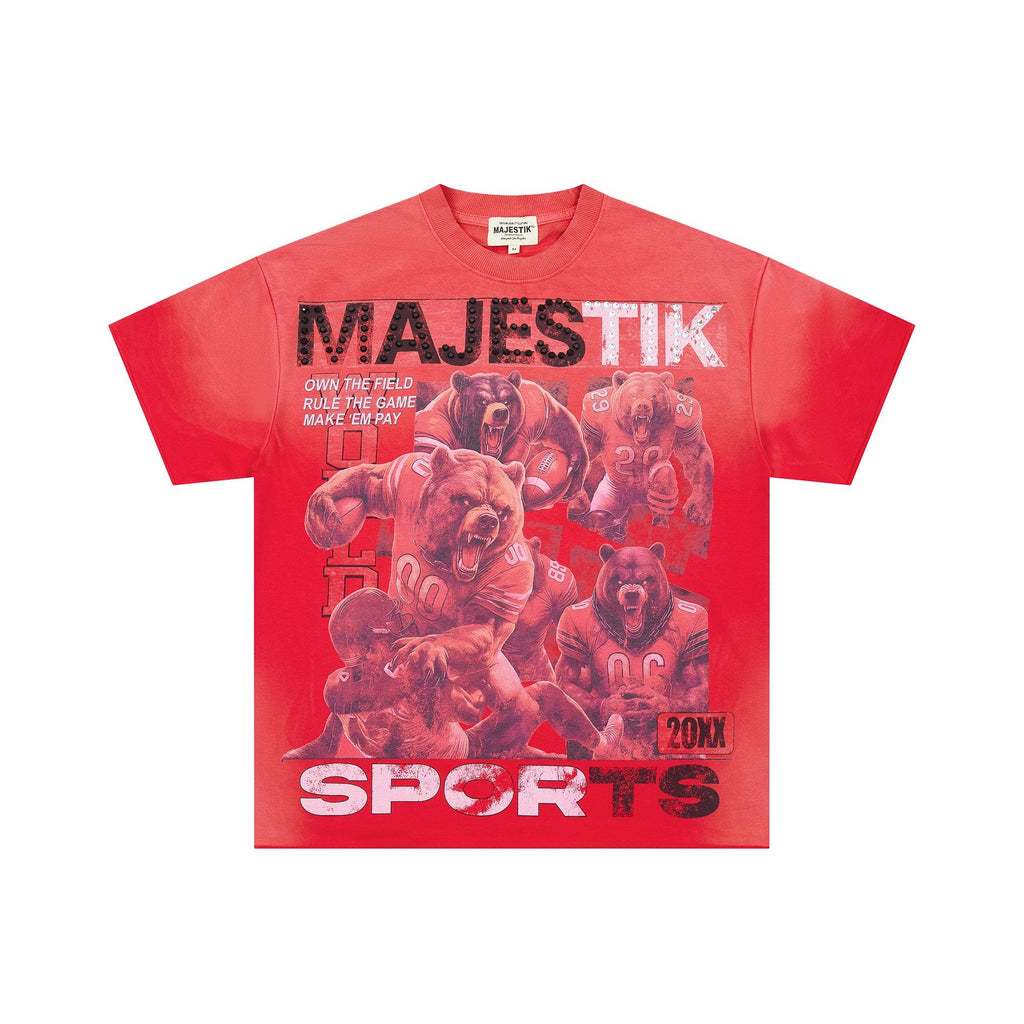 MAJESTIK Red Bear Football Graphic T-Shirt — hero