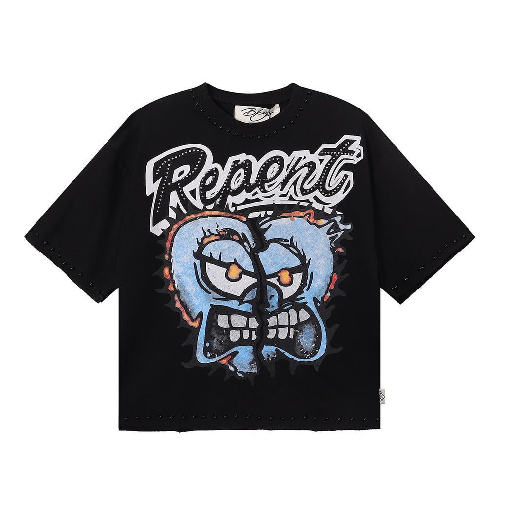 BKYS Revival Repent Skull Rhinestone Cropped T-Shirt — hero