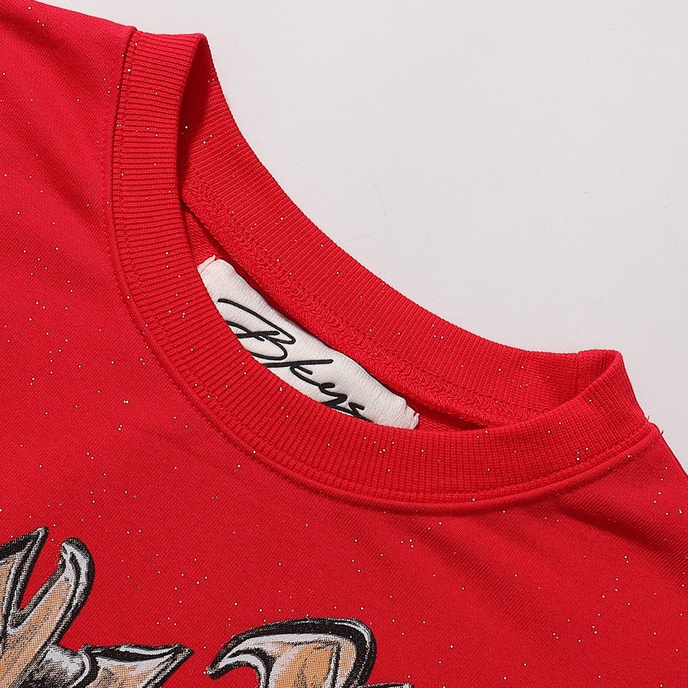 BKYS Revival Money Race Rhinestone Cropped Short-Sleeve T-Shirt — detail